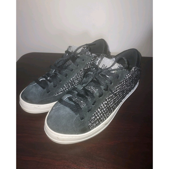 P448 Women's Sneakers EU 39 / US 8 Low Top Tweed Glitter John Shaka Black - Picture 1 of 16